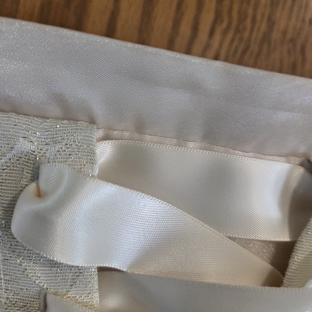 Vtg Ivory Brocade Masquerade  9/10 Wedding Formal Dress Strapless Corset Front - Picture 5 of 12